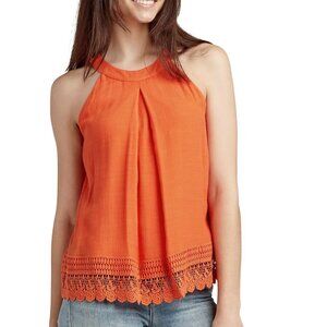 BCX Crochet Trim Halter Neck Tank Top